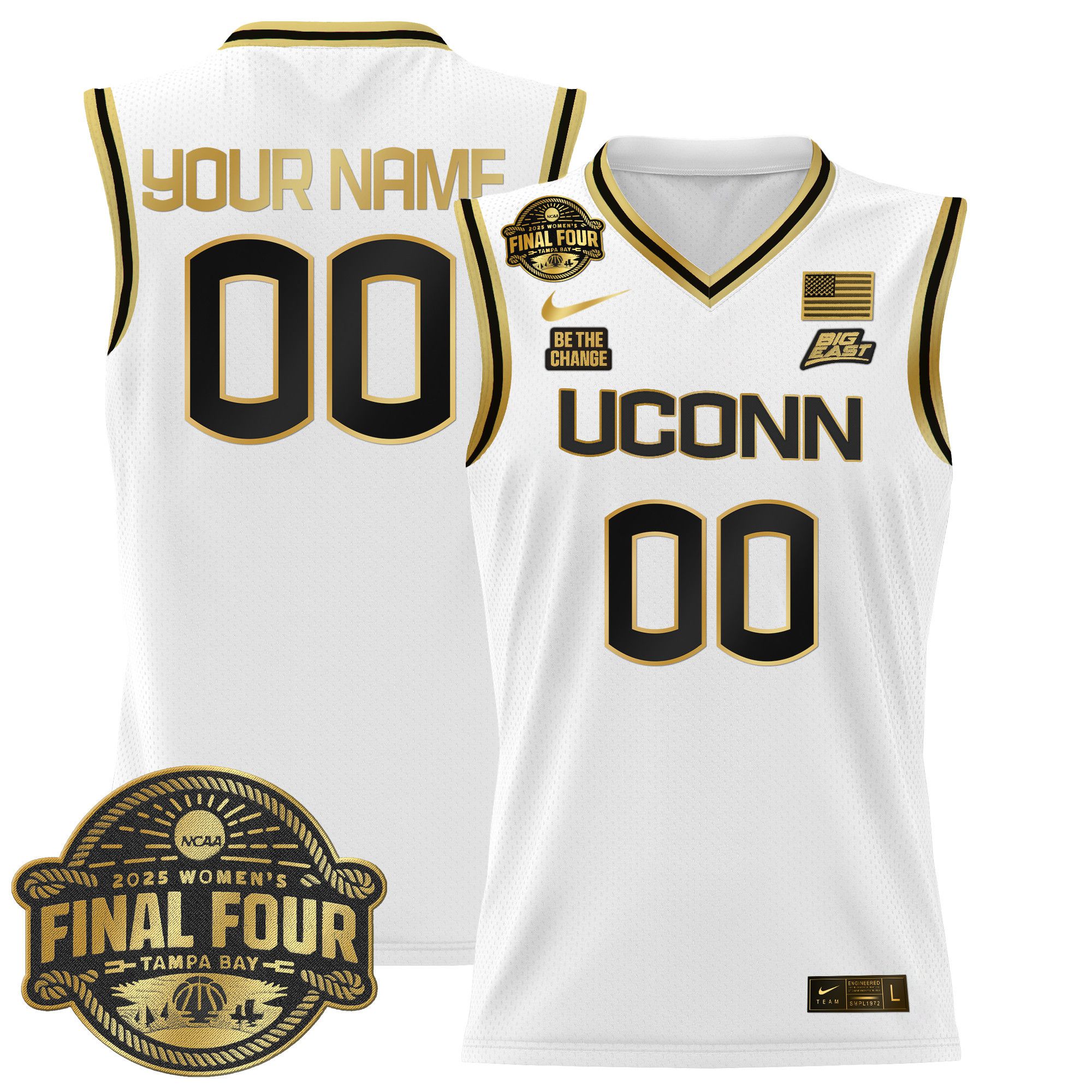 Men UConn Huskies White Nike 2025 Big Eat Final Four Patch Lightweight Basketball Custom NCAA Jerseys->customized ncaa jersey->Custom Jersey